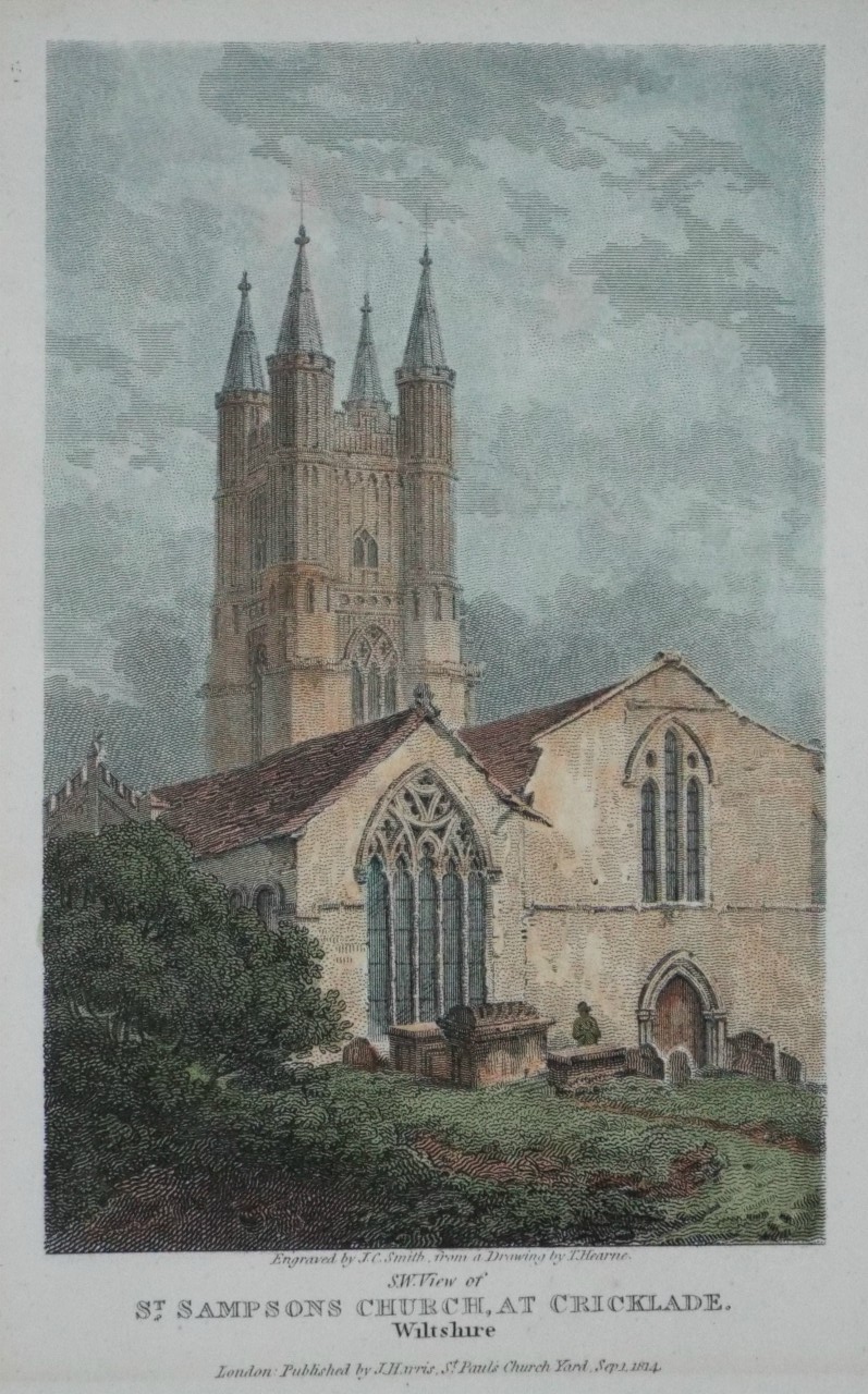 Print - S.W. View of St.Sampson's Church, at Cricklade, Wiltshire - Smith